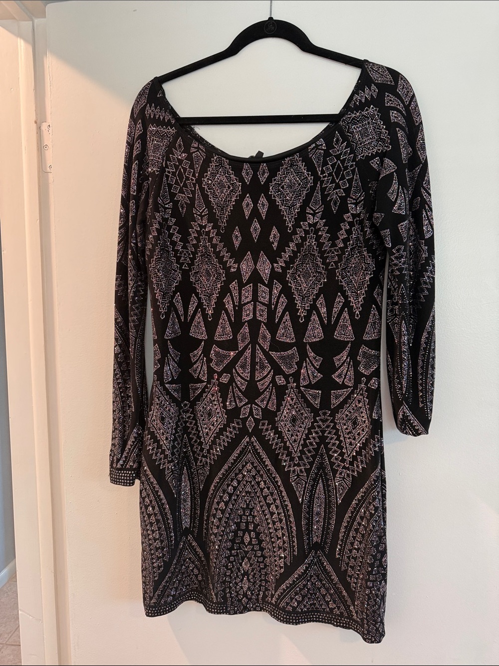 Jump Black Printed Long Sleeve Dress